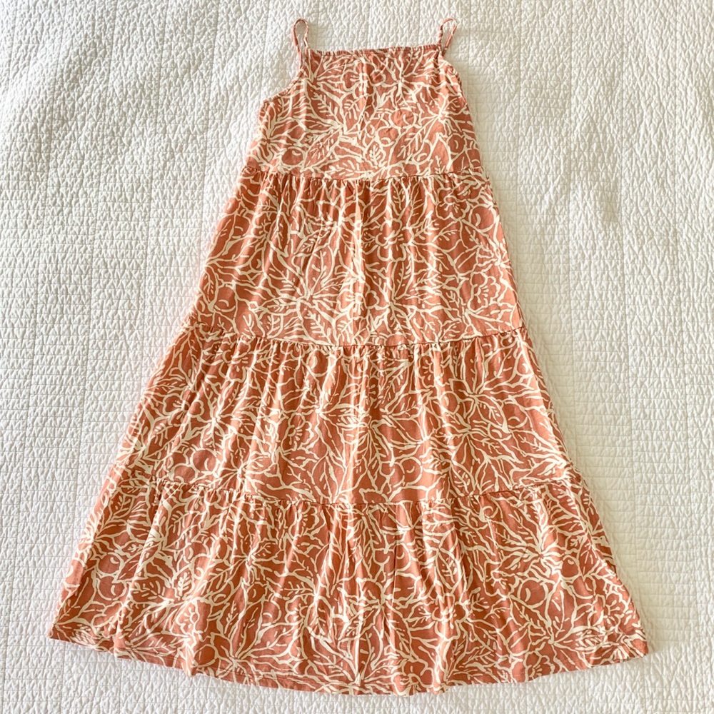 Gap Tiered Knit Floral Maxi Dress - Coral - Size Small Tall
